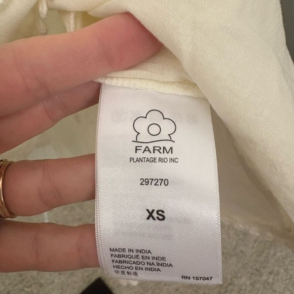 Farm Rio Embroidered Cream Ruffle Top - Picture 3 of 4